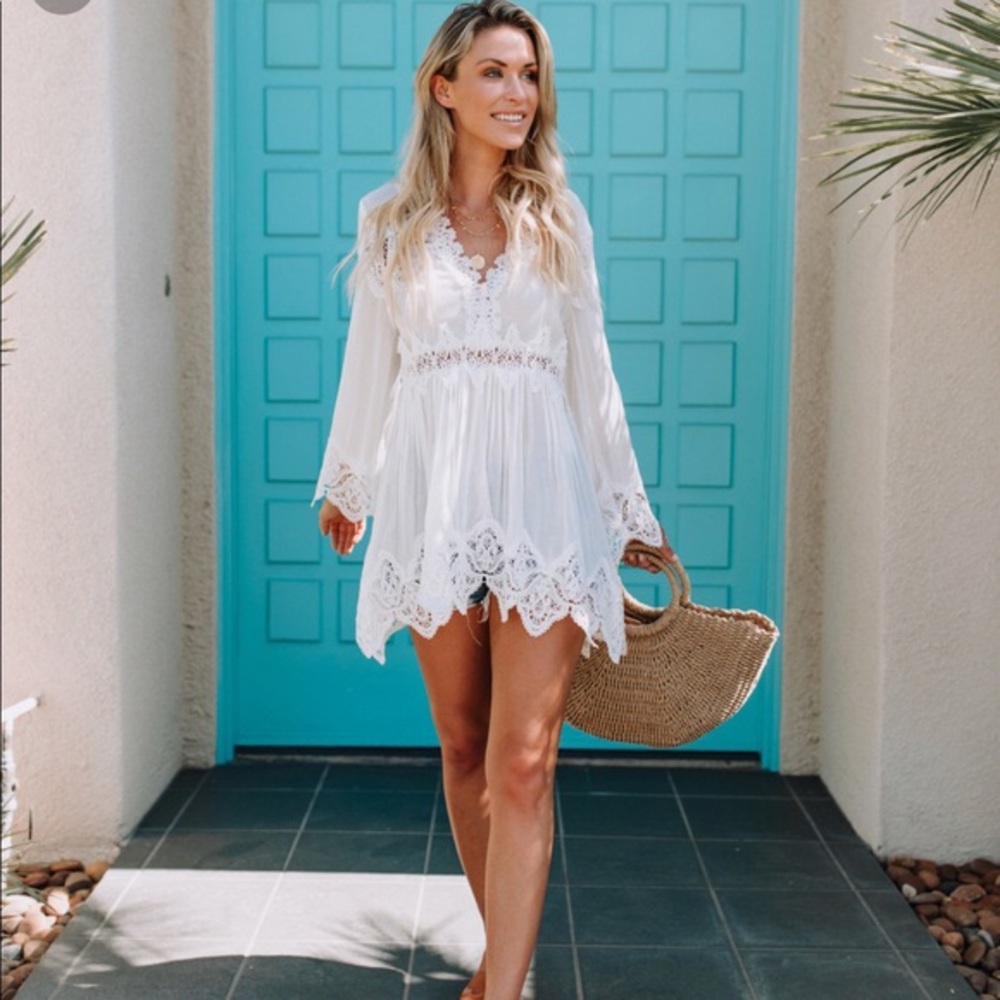 Ethereal Lace Bell Sleeve Tunic